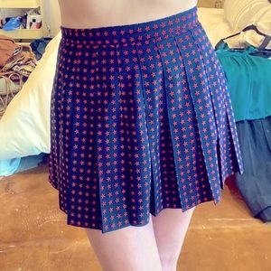 TAIL - BLUE PLEATED TENNIS SKIRT WITH RED STARS - SMALL